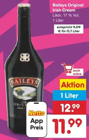 Netto Marken-Discount Baileys Original Irish Cream Likör Angebot