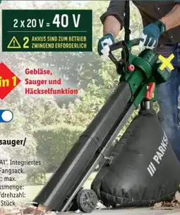 Lidl Parkside 40-V-Akku-Laubsauger PLSBA 40-Li A1 Angebot