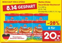 Netto Marken-Discount Metten Dicke Sauerländer Bockwurst Angebot