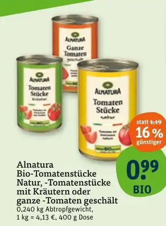 tegut Alnatura bio-tomatenstücke natur Angebot