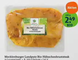 tegut Mecklenburger landpute bio-hähnchenbruststeak in currymarinade Angebot