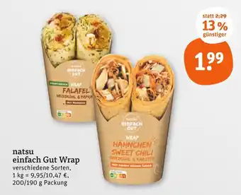 tegut Natsu einfach gut wrap falafel weisskohl & paprika Angebot