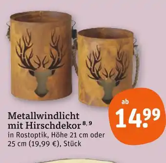tegut Metallwindlicht mit hirschdekor, höhe 21 cm Angebot