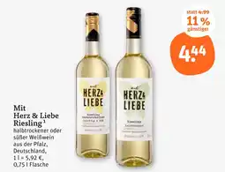 tegut Mit herz & liebe riesling halbtrocken Angebot