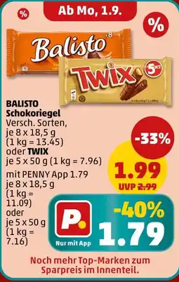PENNY Balisto schokoriegel oder twix Angebot
