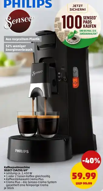 PENNY Philips kaffepadmaschine select csa230/69 Angebot
