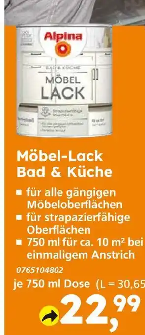 Globus Baumarkt Alpina möbel-lack bad & küche Angebot