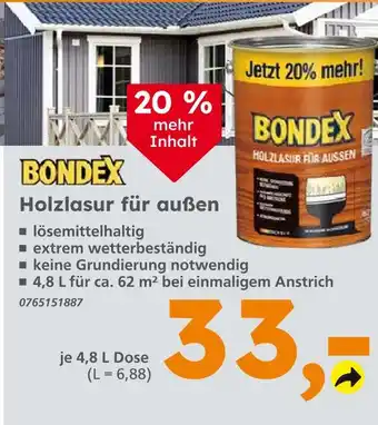 Globus Baumarkt Bondex holzlasur für außen Angebot