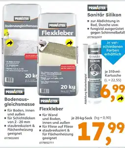 Globus Baumarkt Primaster bodenausgleichsmasse, flexkleber oder sanitär silikon Angebot