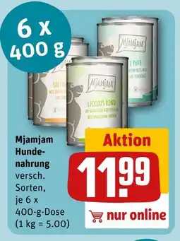 REWE Mjamjam hundenahrung leckeres rind Angebot