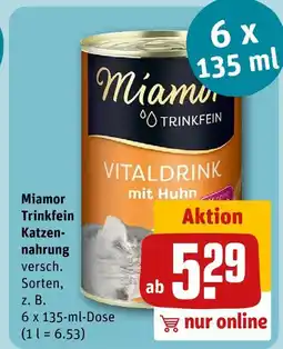 REWE Miamor trinkfein katzennahrung vitaldrink mit huhn Angebot