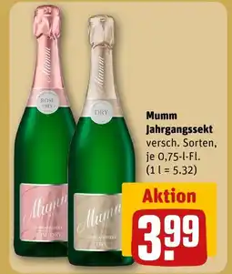 REWE Mumm jahrgangssekt rose dry Angebot