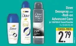 Edeka Dove deospray oder -roll-on advanced care Angebot
