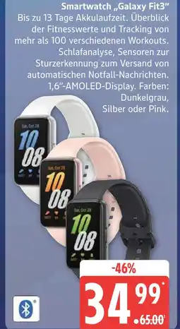Marktkauf Smartwatch galaxy fit3 dunkelgrau Angebot
