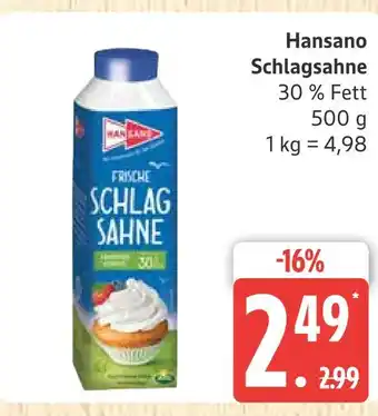 Marktkauf Hansano schlagsahne Angebot