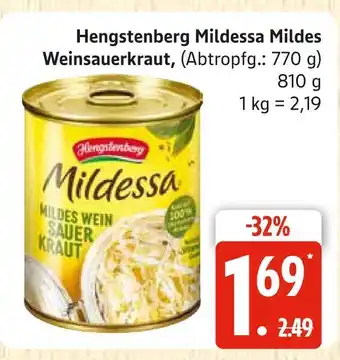 Marktkauf Hengstenberg mildessa mildes weinsauerkraut Angebot