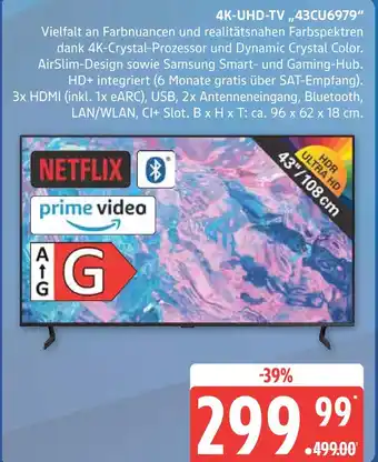 Marktkauf Samsung 4k-uhd-tv 43cu6979 Angebot