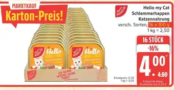 Marktkauf Hello my cat schlemmerhappen katzennahrung Angebot