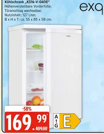 Marktkauf Exq kühlschrank ks16-v-040e Angebot