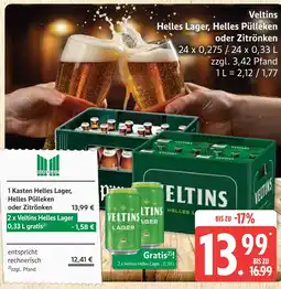Marktkauf Veltins helles lager, helles pülleken oder zitrönken Angebot