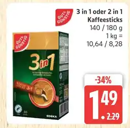 Marktkauf Gut & günstig 3 in 1 kaffeesticks Angebot