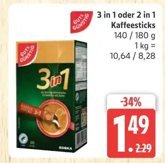 Marktkauf Gut & günstig 3 in 1 kaffeesticks Angebot