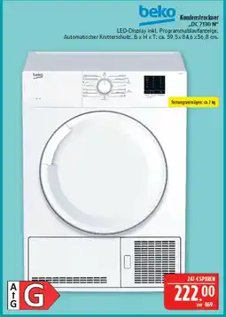 Marktkauf Beko kondenstrockner dc 7130 n Angebot