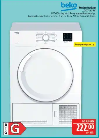 Marktkauf Beko kondenstrockner dc 7130 n Angebot