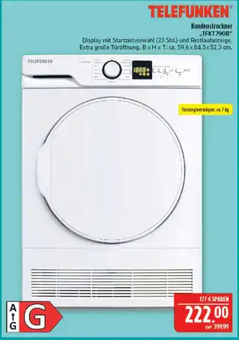 Marktkauf Telefunken kondenstrockner tfkt790b Angebot