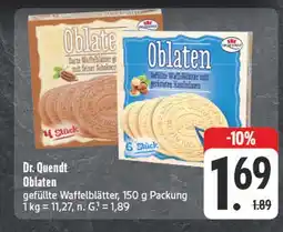 Edeka Dr. quendt oblaten - gefüllte waffelblätter mit feiner schokolade Angebot