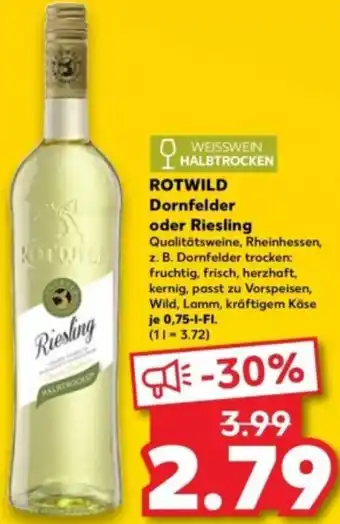 Kaufland ROTWILD Dornfelder oder Riesling Angebot