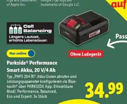 Lidl Parkside Performance Smart Akku, 20 V/4 Ah Angebot