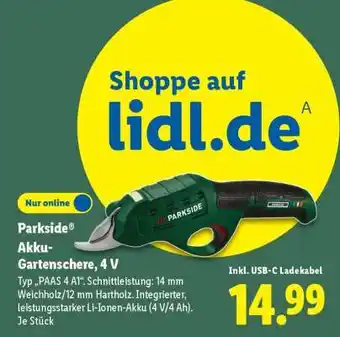 Lidl PARKSIDE Akku-Gartenschere 4 V Angebot