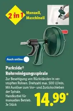 Lidl Parkside Rohrreinigungsspirale Angebot