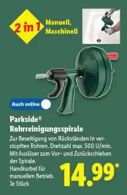Lidl Parkside Rohrreinigungsspirale Angebot