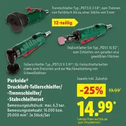 Lidl Parkside Druckluft-Tellerschleifer/-Trennschleifer/-Stabschleiferset Angebot
