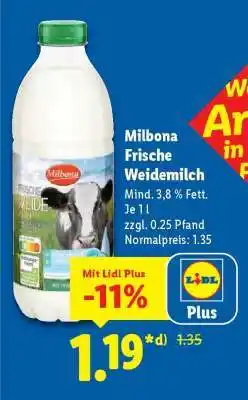 Lidl Milbona Frische Weidemilch Angebot