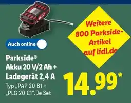 Lidl PARKSIDE Akku 20 V/2 Ah + Ladegerät 2,4 A Angebot