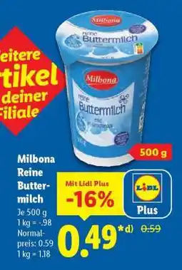 Lidl Milbona Reine Buttermilch Angebot