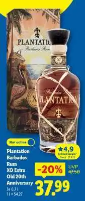 Lidl Plantation Barbados Rum XO Extra Old 20th Anniversary Angebot