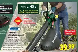 Lidl Parkside Akku-Laubsauger/-bläser 40 V Angebot