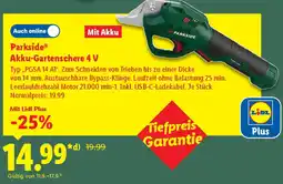 Lidl PARKSIDE Akku-Gartenschere 4 V Angebot