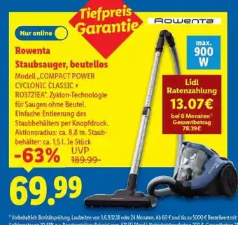 Lidl ROWENTA Staubsauger, beutellos Angebot