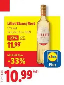Lidl Lillet Blanc / Rosé Angebot