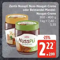 Edeka Zentis Nusspli Nuss-Nougat-Creme oder Belmandel Mandel-Nougat-Creme Angebot