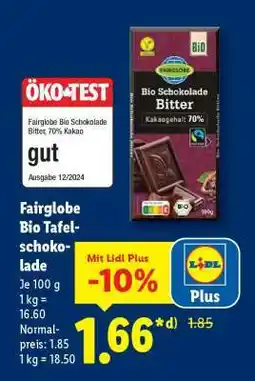 Lidl Fairglobe Bio Tafelschokolade Angebot