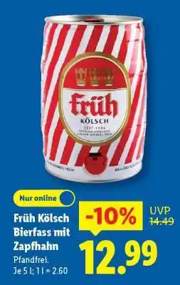 Lidl Früh Kölsch Bierfass mit Zapfhahn Angebot