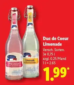 Lidl Duc de Coeur Limonade Angebot