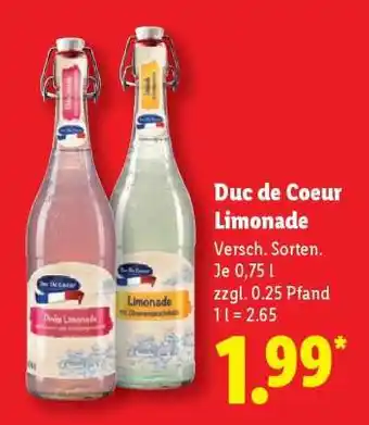 Lidl Duc de Coeur Limonade Angebot
