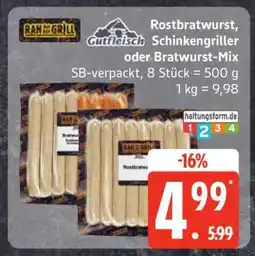 Edeka Rostbratwurst, Schinkengriller oder Bratwurst-Mix Angebot